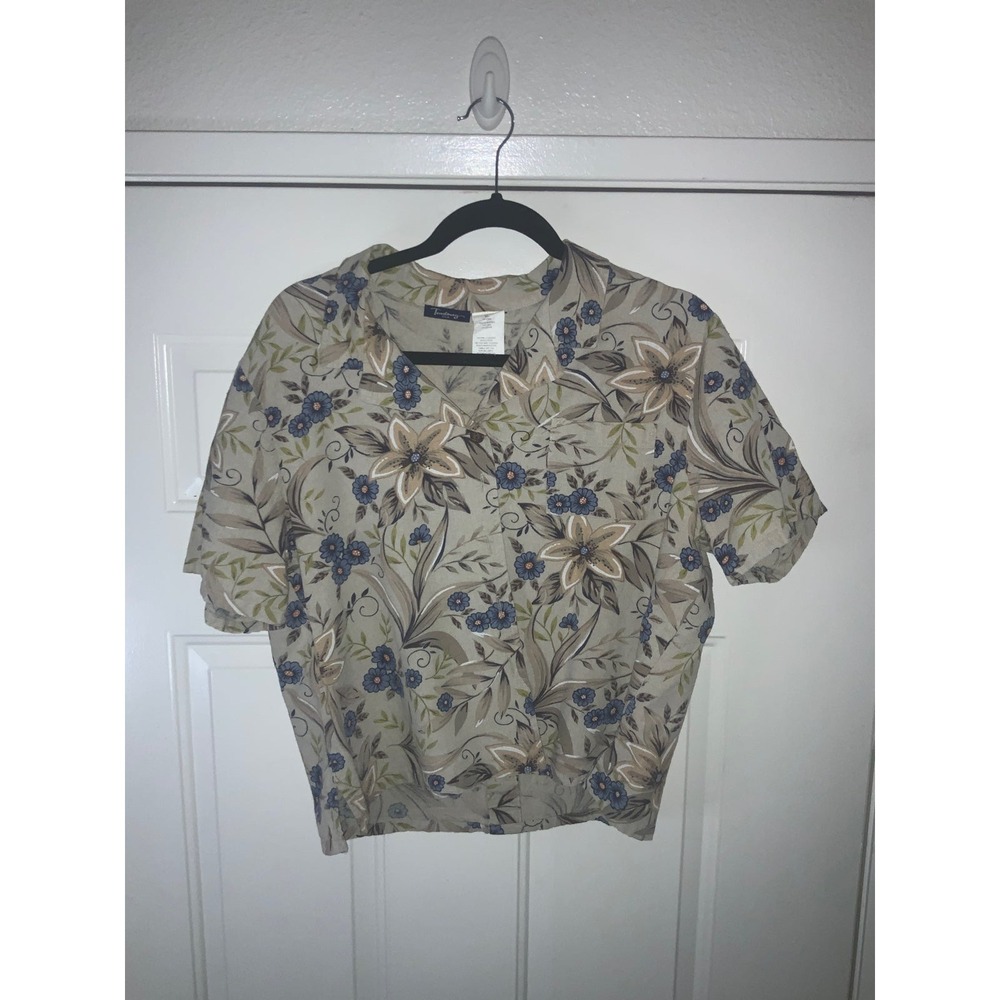 Tendency USA Linen Blend Blouse Women Sz.XL
